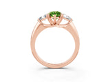 Rose gold Three-Stone Marquise Cut Cut Diamond Ring with Trillion Side Stones and Four-Prong Setting_3