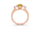 Rose gold Three-Stone Marquise Cut Cut Diamond Ring with Trillion Side Stones and Four-Prong Setting_3
