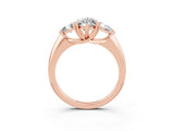 Rose gold Three-Stone Marquise Cut Cut Diamond Ring with Trillion Side Stones and Four-Prong Setting_3