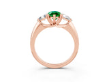 Rose gold Three-Stone Marquise Cut Cut Diamond Ring with Trillion Side Stones and Four-Prong Setting_3