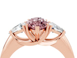 Rose gold Three-Stone Marquise Cut Cut Diamond Ring with Trillion Side Stones and Four-Prong Setting_4