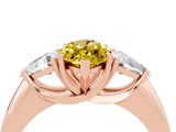 Rose gold Three-Stone Marquise Cut Cut Diamond Ring with Trillion Side Stones and Four-Prong Setting_4