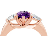 Rose gold Three-Stone Marquise Cut Cut Diamond Ring with Trillion Side Stones and Four-Prong Setting_4