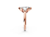 Rose gold Three-Stone Marquise Cut Cut Diamond Ring with Trillion Side Stones and Four-Prong Setting_5