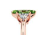 Rose gold Three-Stone Marquise Cut Cut Diamond Ring with Trillion Side Stones and Four-Prong Setting_5