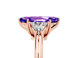 Rose gold Three-Stone Marquise Cut Cut Diamond Ring with Trillion Side Stones and Four-Prong Setting_5