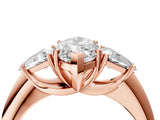 Rose gold Three-Stone Marquise Cut Cut Diamond Ring with Trillion Side Stones and Four-Prong Setting_7