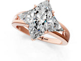 Rose gold Three-Stone Marquise Cut Cut Diamond Ring with Trillion Side Stones on a Split Shank Band_14