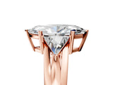 Rose gold Three-Stone Marquise Cut Cut Diamond Ring with Trillion Side Stones on a Split Shank Band_18