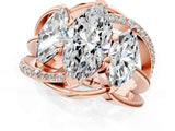 Rose gold Three-Stone Marquise Cut Cut Diamond Split Shank Prong Set Ring_4