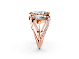 Rose gold Three-Stone Marquise Cut Cut Diamond Split Shank Prong Set Ring_5
