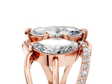 Rose gold Three-Stone Marquise Cut Cut Diamond Split Shank Prong Set Ring_8