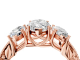 Rose gold Three-Stone Marquise Cut Cut Milgrain Pavé Engagement Ring_11