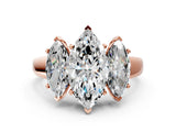 Rose gold Three-Stone Marquise Cut Cut Solitaire Ring with Classic Prong Setting_3