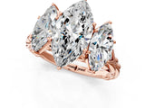 Rose gold Three-Stone Marquise Cut Diamond Braided Band Ring with Four-Prong Setting_38