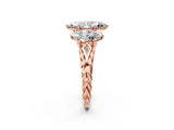 Rose gold Three-Stone Marquise Cut Diamond Braided Band Ring with Four-Prong Setting_39