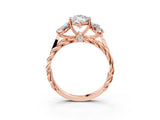 Rose gold Three-Stone Marquise Cut Diamond Braided Band Ring with Four-Prong Setting_40