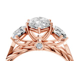 Rose gold Three-Stone Marquise Cut Diamond Braided Band Ring with Four-Prong Setting_41