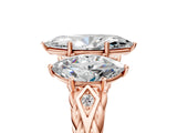 Rose gold Three-Stone Marquise Cut Diamond Braided Band Ring with Four-Prong Setting_42