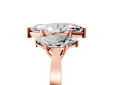 Rose gold Three-Stone Marquise Cut Diamond Cathedral Engagement Ring with Prong Setting_11