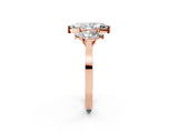 Rose gold Three-Stone Marquise Cut Diamond Cathedral Engagement Ring with Prong Setting_8