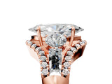 Rose gold Three-Stone Marquise Cut Diamond Engagement Ring with Pave Band and Prong Setting_11