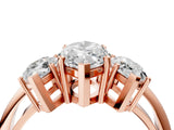 Rose gold Three-Stone Marquise Cut Diamond Engagement Ring with Prong Setting on a White Gold Band_10