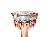 Rose gold Three-Stone Marquise Cut Diamond Engagement Ring with Prong Setting on a White Gold Band_11