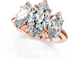 Rose gold Three-Stone Marquise Cut Diamond Engagement Ring with Prong Setting on a White Gold Band_43
