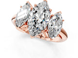 Rose gold Three-Stone Marquise Cut Diamond Engagement Ring with Prong Setting on a White Gold Band_7