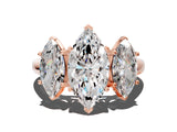 Rose gold Three-Stone Marquise Cut Diamond Engagement Ring with Prong Setting_3