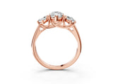 Rose gold Three-Stone Marquise Cut Diamond Engagement Ring with Prong Setting_6