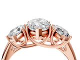 Rose gold Three-Stone Marquise Cut Diamond Engagement Ring with Prong Setting_7