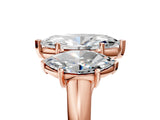 Rose gold Three-Stone Marquise Cut Diamond Engagement Ring with Prong Setting_8