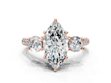 Rose gold Three-Stone Marquise Cut Diamond Pavé Band with Four-Prong Setting_37