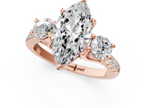 Rose gold Three-Stone Marquise Cut Diamond Pavé Band with Four-Prong Setting_38