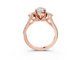 Rose gold Three-Stone Marquise Cut Diamond Pavé Band with Four-Prong Setting_40