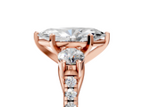 Rose gold Three-Stone Marquise Cut Diamond Pavé Band with Four-Prong Setting_42