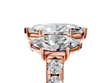Rose gold Three-Stone Marquise Cut Diamond Pavé Band with Prong Setting_8
