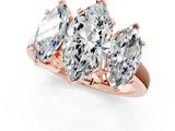Rose gold Three-Stone Marquise Cut Diamond Ring with Channel Set Band and Four-Prong Setting_19