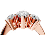 Rose gold Three-Stone Marquise Cut Diamond Ring with Channel Set Band and Four-Prong Setting_22