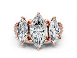 Rose gold Three-Stone Marquise Cut Diamond Ring with Channel-Set Band and Four-Prong Setting_64