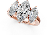 Rose gold Three-Stone Marquise Cut Diamond Ring with Channel-Set Band and Four-Prong Setting_65