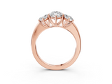 Rose gold Three-Stone Marquise Cut Diamond Ring with Channel-Set Band and Four-Prong Setting_67