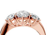 Rose gold Three-Stone Marquise Cut Diamond Ring with Channel-Set Band and Four-Prong Setting_68