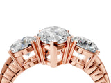Rose gold Three-Stone Marquise Cut Diamond Ring with Channel-Set Band and Prong Setting_10