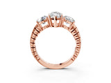 Rose gold Three-Stone Marquise Cut Diamond Ring with Channel-Set Band and Prong Setting_9