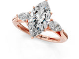 Rose gold Three-Stone Marquise Cut Diamond Ring with Pear  Side Stones in Four-Prong Setting_13