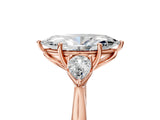 Rose gold Three-Stone Marquise Cut Diamond Ring with Pear  Side Stones in Four-Prong Setting_17
