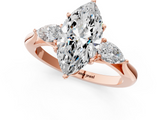 Rose gold Three-Stone Marquise Cut Diamond Ring with Pear Side Stones in Four-Prong Setting_171